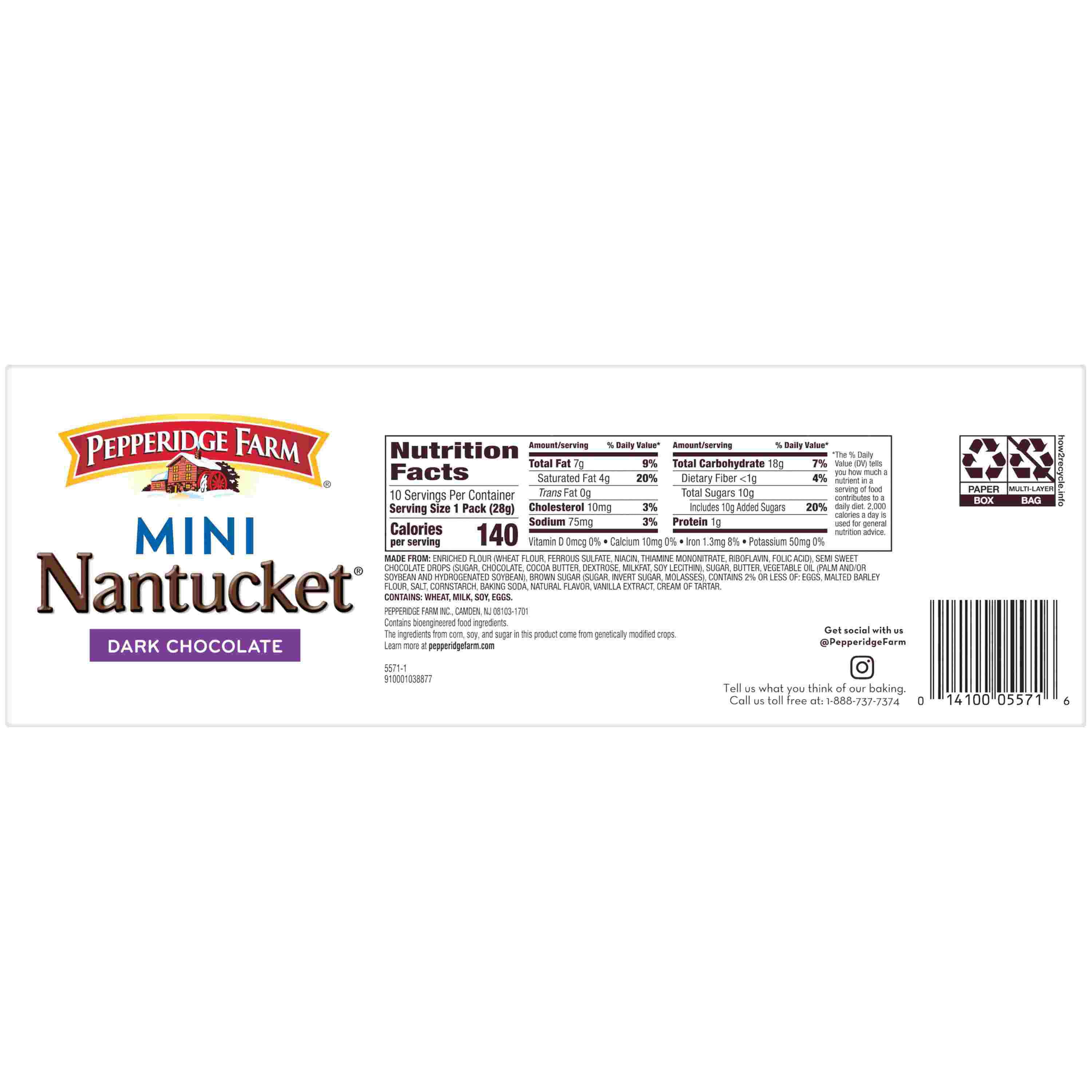 Pepperidge Farm Mini Nantucket Dark Chocolate Cookies - 10 oz- Pack of 2