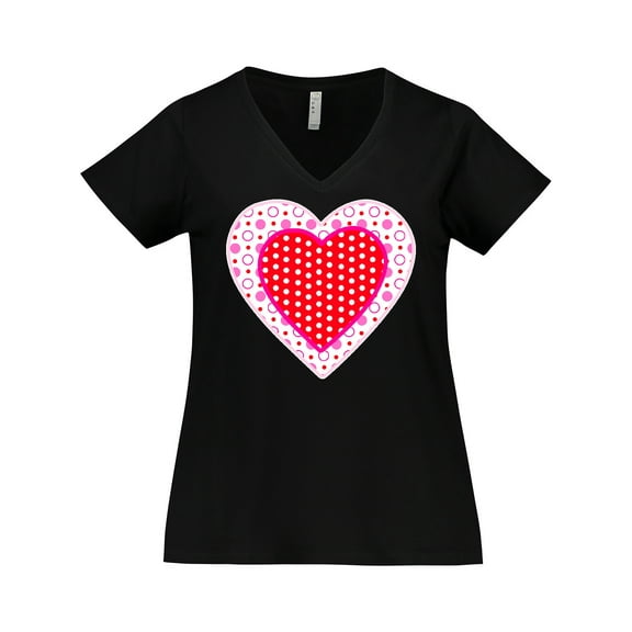 Inktastic Valentine Red Heart with Dots Women's Plus Size V-Neck T-Shirt