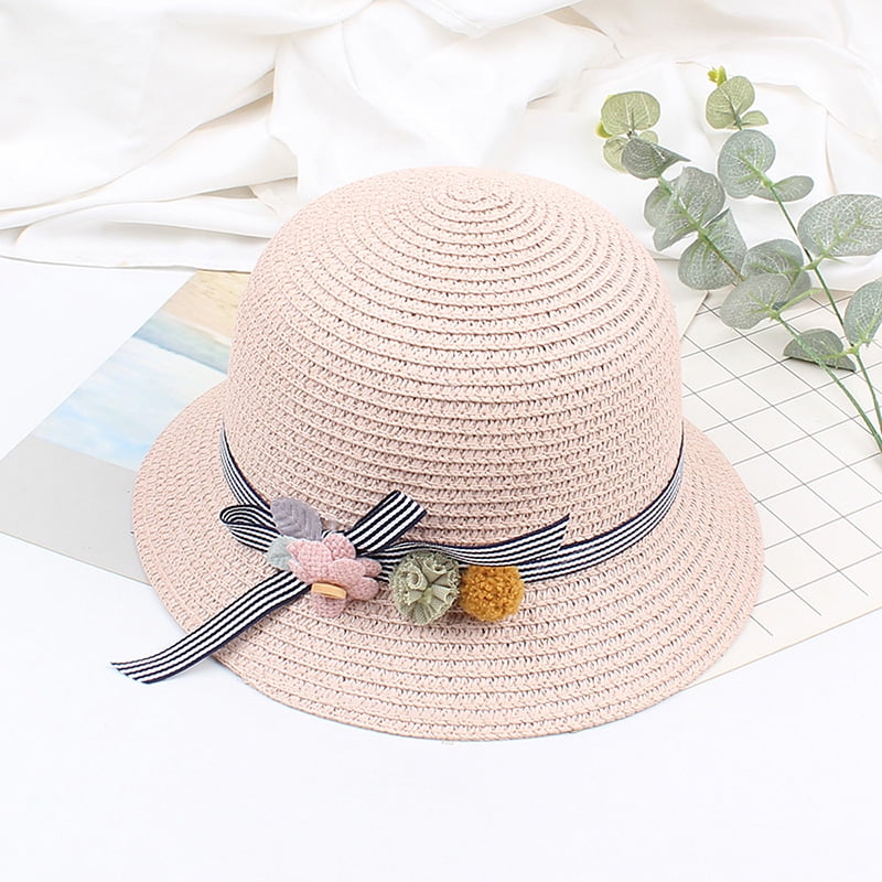 Cute Vacation Straw Sun Hat for Girls Beach Summer Hats for Kids w//Bow