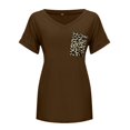 thumbnail image 5 of KONBECA Women Summer Tops Women Solid Short Sleeve V-Neck Casual Pockets Tee Tops T Shirt Coffee M, 5 of 6