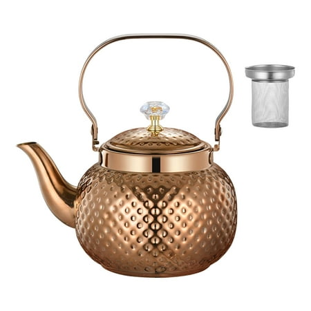 

Stainless Steel Teapot with Infuser Water Kettle for Induction Gas Portable Blooming Loose Leaf Teapot for Gift Hotel Camping Home Office 2.0L