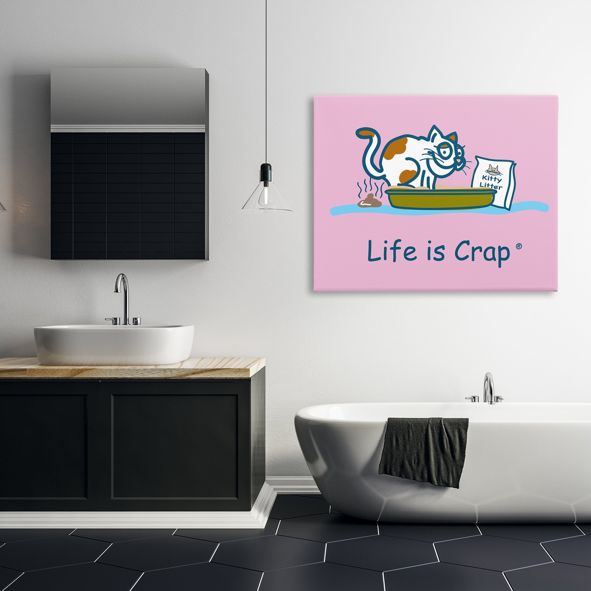 Stupell Industries Kitty Litter Funny Novelty & Humor Painting Wrapped Canvas Art Print Wall Art, 48 x 36