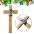 thumbnail image 1 of Cruz de madera de niño pequeño orando, Cruz de bendición de madera de niño pequeño orando, artesanía de decoración navideña, diseño revolucionario, 1 of 8