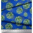 thumbnail image 3 of Soimoi Blue Cotton Duck Fabric Monstera Leaves Print Fabric by Yard 56 Inch Wide, 3 of 3
