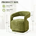 thumbnail image 2 of 360 Degree Swivel Accent Chair, Modern Barrel Vanity Chair with Curved Backrest, Comfy Chenille Armchair Single Sofa with Thick Cushion for Living Room, Green, 2 of 8