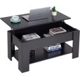 thumbnail image 1 of FDW Table Basse à Plateau Relevable avec Compartiment Caché et Tablette de Rangement, Noir, 1 of 8