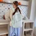 thumbnail image 6 of Bow Print Large Capacity Backpack, Multi-Pocket Zipper Closure School Bag with Pendant for Travel Work Shopping (Blue), 6 of 10