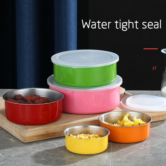 5-Piece Stainless Steel Mixing Bowl Set with Lids | Nesting Kitchen Storage Bowls | 3.9" to 7.1" Sizes | Food Prep & Leftovers Containers | BPA-Free Plastic Covers