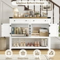 thumbnail image 2 of Homfa 47.2" W Farmhouse Console Table with 2 Drawer, Hall Tables with Open Storage Shelf, Sofa Table for Living Room Foyer Hallway Dining, White&Brown, 2 of 10