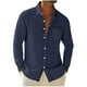 thumbnail image 2 of Blusa y camisa de manga larga con cuello vuelto para hombre, color liso, informal, a la moda, con bolsillos, manga larga, botones, cárdigan, abrigo, blusa de poliéster para hombre, 2 of 9