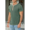 thumbnail image 4 of Iceglad Mens Henley Short Sleeve T-Shirt Cotton Lightweight Button T-Shirts Basic Casual Shirts Vg Dark Green M, 4 of 10