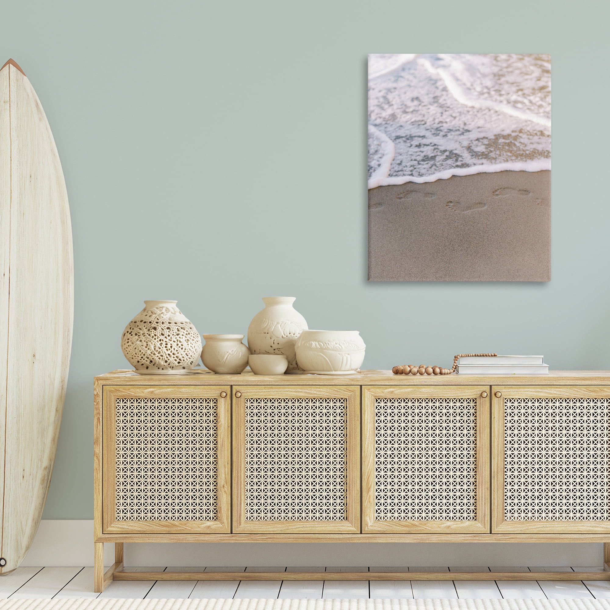 Stupell Industries Ocean's Edge Footprints Coastal Photography Gallery Wrapped Canvas Art Print Wall Art, 30 x 40
