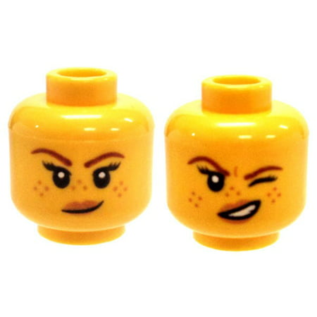 LEGO Freckles and Small Smirk / Left Eye Squinted Minifigure Head [Dual-Sided Print] [No (Best Flowing Small Block Ford Heads)