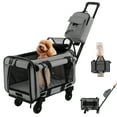 thumbnail image 1 of Gymax Transporteur pour Chat avec Roues Grand Transporteur Roulant pour Chat et Chien avec Poignée Télescopique Gris, 1 of 10