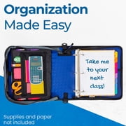 Case-it Mighty Zip Tab Zipper Binder, 3 O-Ring with 5-Color tabs, Expanding File Folder and Shoulder Strap and Handle, D-146- Midnight Blue