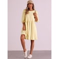 thumbnail image 4 of DARING DIVA Casual Scoop Neck Pocket Babydoll Dress XL Pale Yellow, 4 of 6