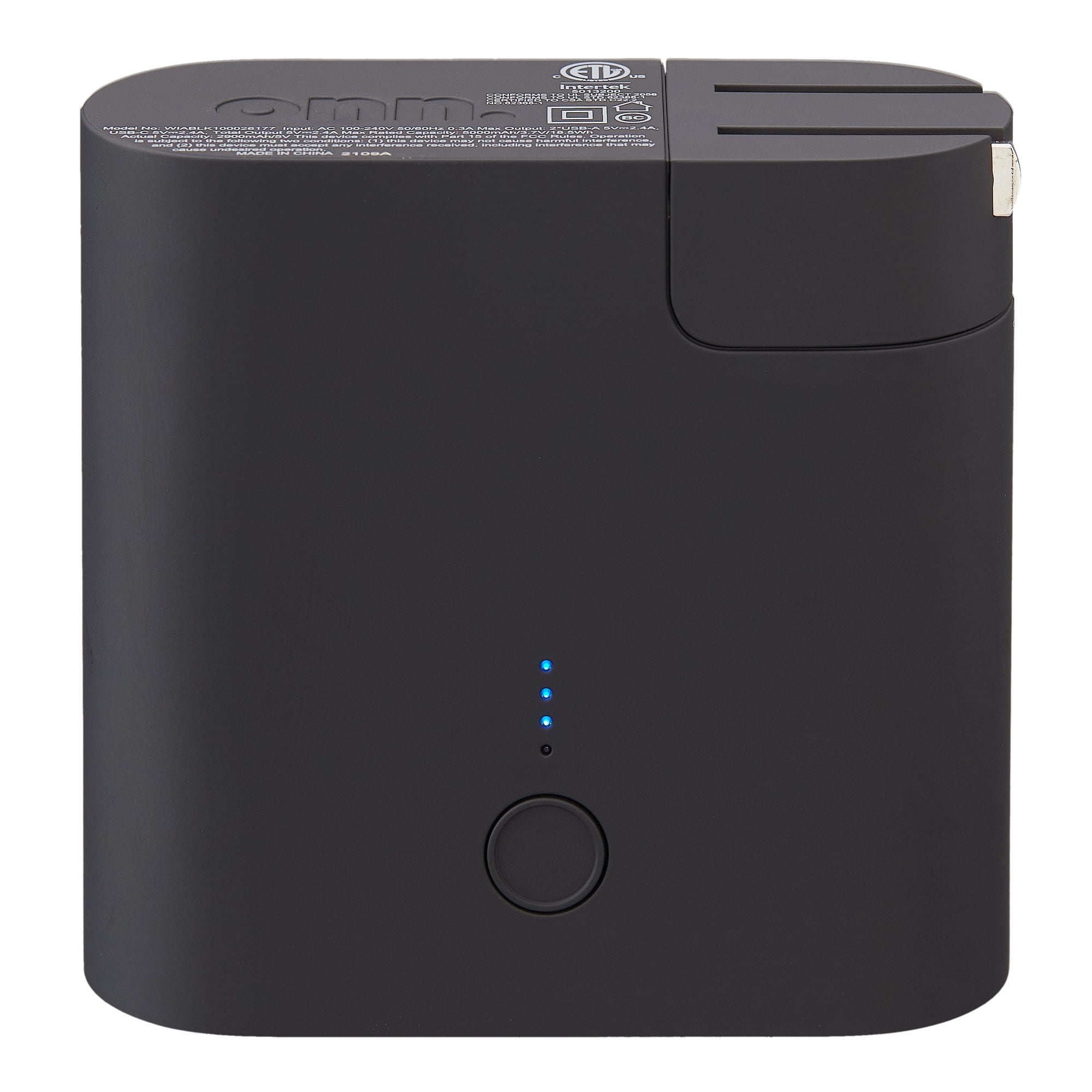 onn 2-in-1 Multi-Port Portable Battery and Charger Short Circuit Protection 5,000 mAh Portable Power Pack Dual USB-a Ports, WIABLK100026177, 1 Pack