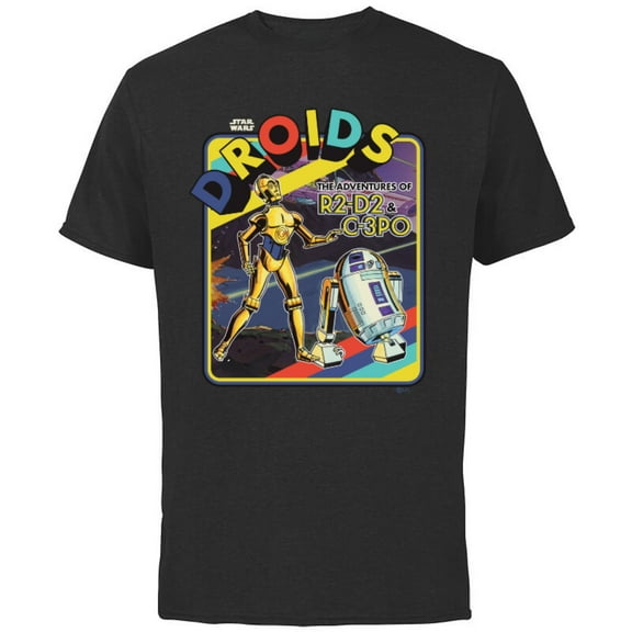 Star Wars Droids: The Adventures of R2-D2 & C-3PO Throwback - Short Sleeve Cotton T-Shirt for Adults - Customized-Black