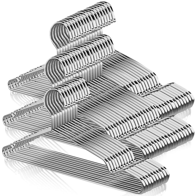 50 Ganchos para Ropa de Acero Inoxidable - Perchas Sólida 42 CM con Ranura en U Metal Espesar Que Resistente Ligero y Duradera para Ropa Pants Ahorro de Espacio Perchas para el Hogar para A