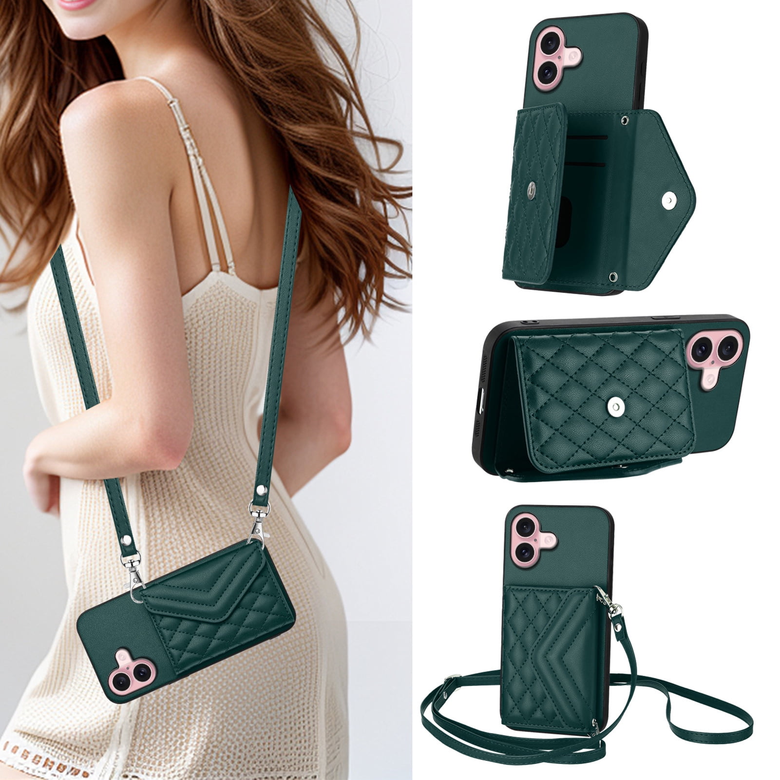 Case for Google Pixel 9A Crossbody wallet cover, with card holder, leather material, equipped with a long shoulder strap, shockproof flip-top phone case