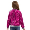 thumbnail image 2 of Xnihocha Kids Girls Sequin Bomber Jacket Sparkly Glitter Long Sleeve Baseball Jackets Hip Hop Jazz Dance Hot Pink 6, 2 of 7