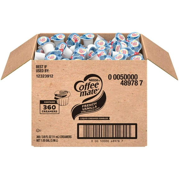 Nestle Coffee mate Coffee Creamer, French Vanilla, Liquid Creamer Singles, Non Dairy, No Refrigeration, Box of 360