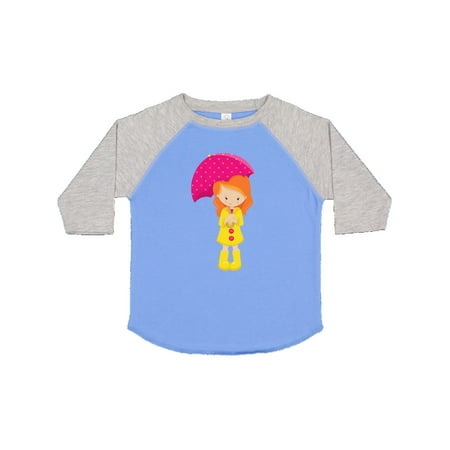 

Inktastic Girl in Raincoat Girl with Umbrella Orange Hair Gift Toddler Toddler Girl T-Shirt