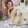 thumbnail image 3 of Bolso tote de lona con correa cruzada – Bolso de hombro ligero con múltiples bolsillos para mujer, ideal para el día a día, el trabajo o las compras, con un compartimento espacioso y confecciona, 3 of 6