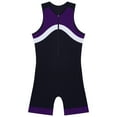 thumbnail image 5 of Alvivi Mens One Piece Swimsuit Wetsuit Sleeveless Zip Up Bodysuit Bathing Suit Sport Unitard Beachwear Purple 4XL, 5 of 7