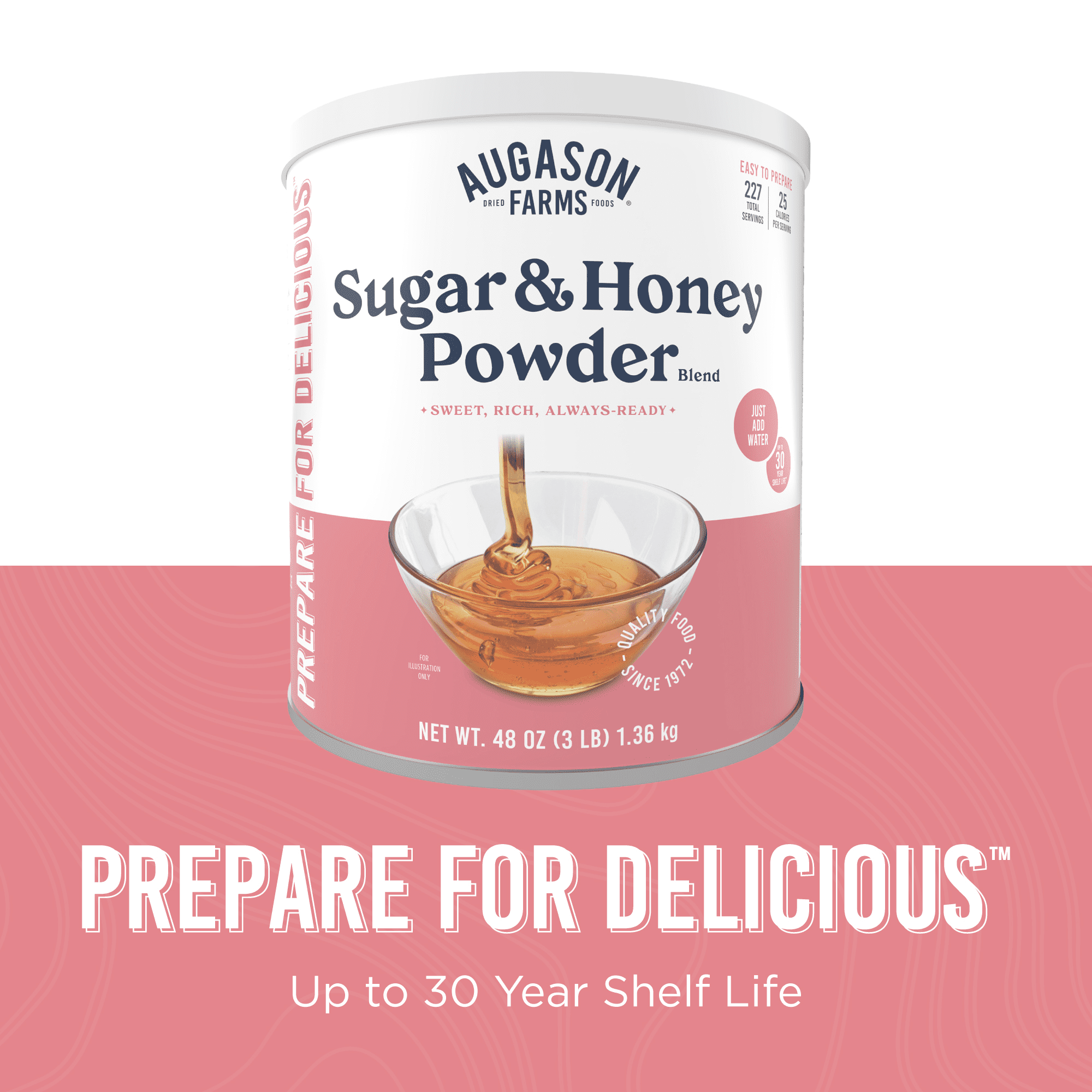 (3 pack) Augason Farms Sugar and Honey Powder Mix Can Emergency Food Supply, 227 Servings, 30 Year Shelf Life - Dry Honey and Sugar Powder Blend Sweetener for Baking and Cooking