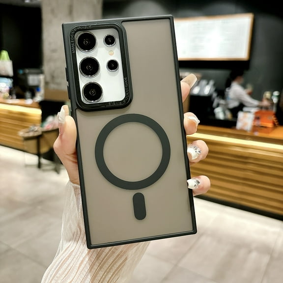 Allytech Luxury Solid Color Case for Samsung Galaxy S24 Plus Compatible with MagSafe, Soft Bumper Shockproof Camera Screen Protection Frosted Slim& Light Case for Samsung Galaxy S24 Plus, Black