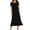 Black, variant on WREESH Womens Summer Maxi Dress Solid Short Sleeve Linen Dress Loose A-Line Party Sundress Button Dress Dark Blue