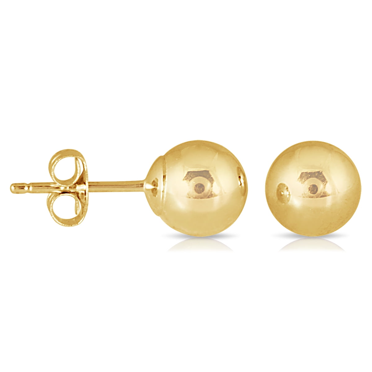 Solid 14K Yellow Gold 4mm BALL Stud Earrings SPARKLING Laser Cut