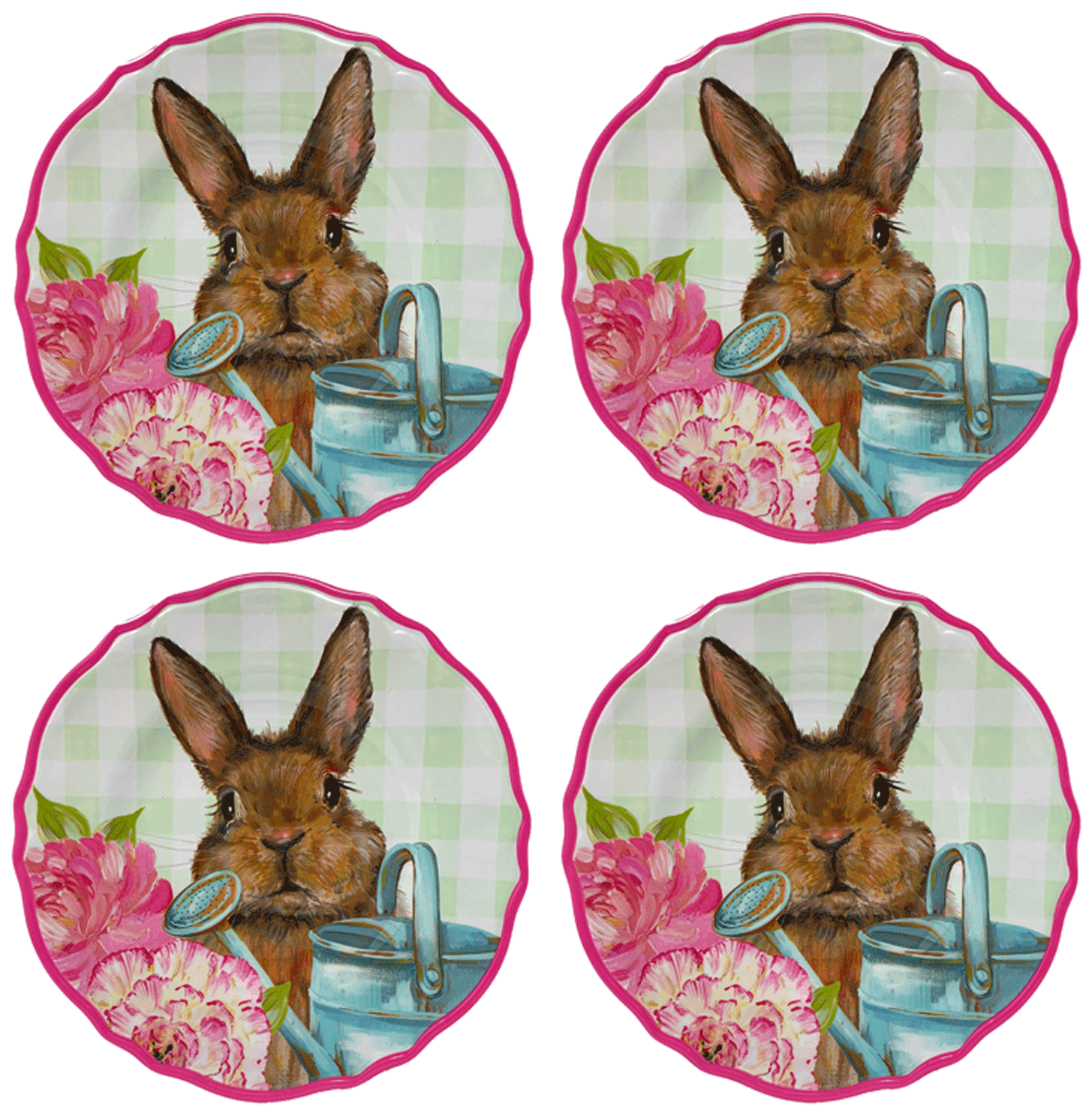 Rustico Floral Easter Bunnies Heavyweight Scalloped Melamine Salad