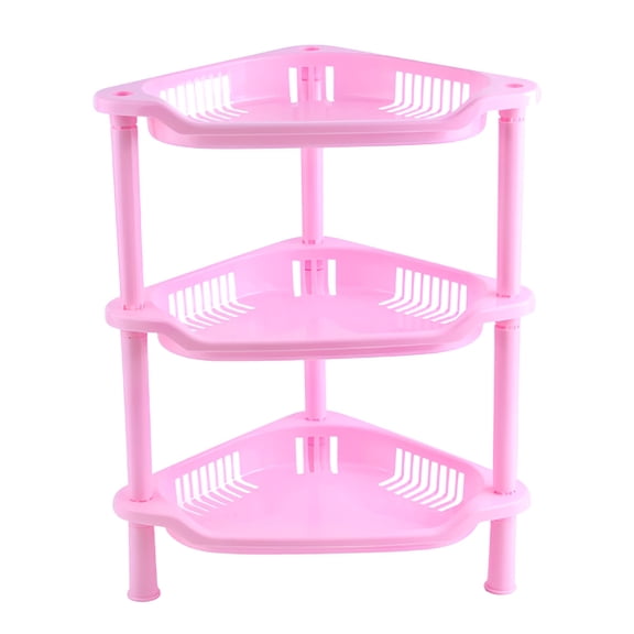 LAMIRO 3 Tier Floor Standing Corner Shower Caddy Organizer Plastic Corner Shelf Storage Rack Triangular Corner Storage Organizing Caddy Stand for Bathroom