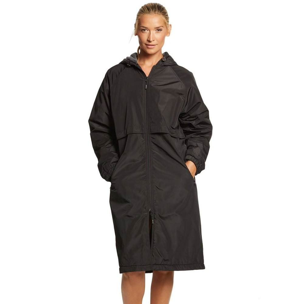 Sporti Comfort FleeceLined Swim Parka (Small, Black Shell/Charcoal