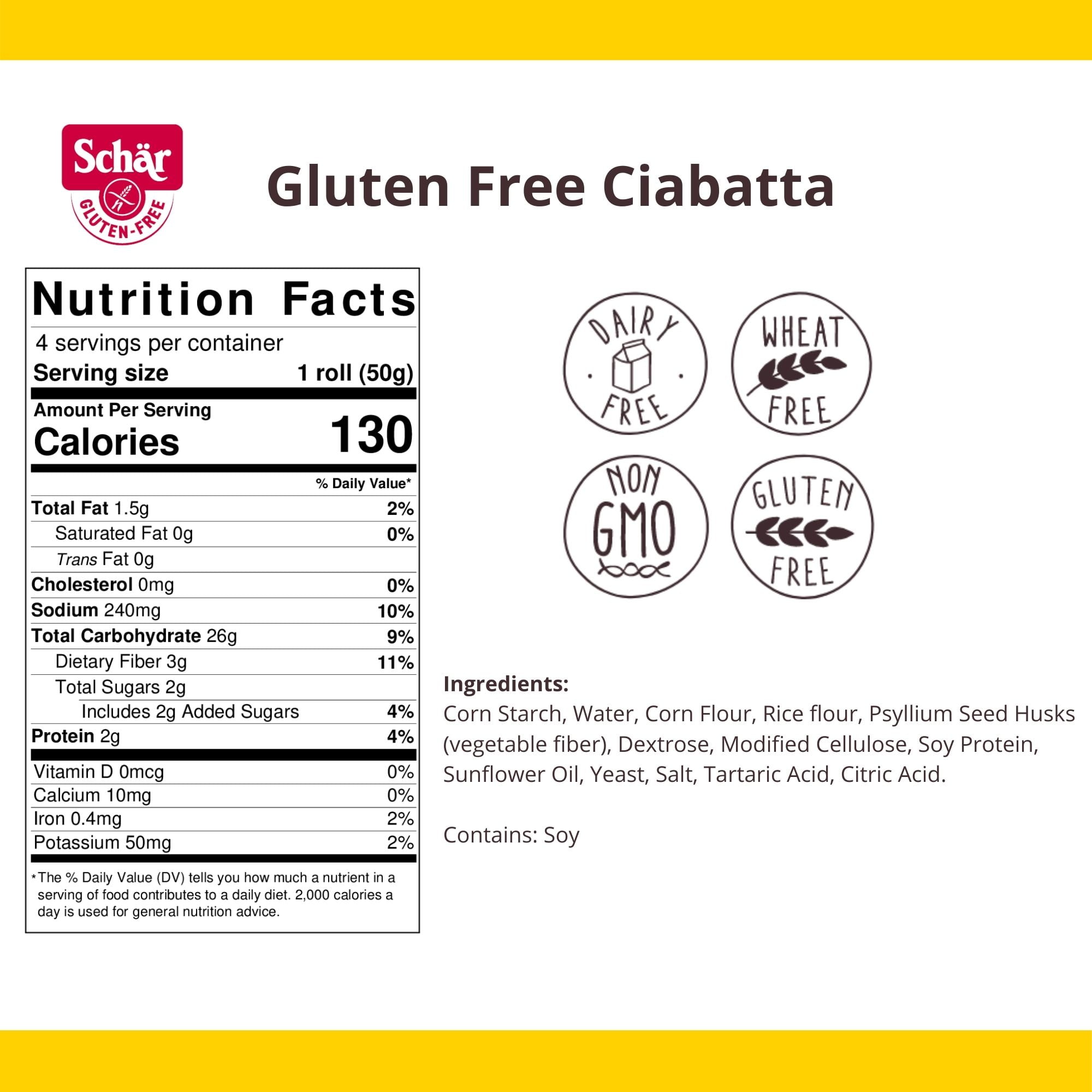 Schar Gluten Free Ciabatta Rolls, Artisan Bread Rolls Multipack, 7