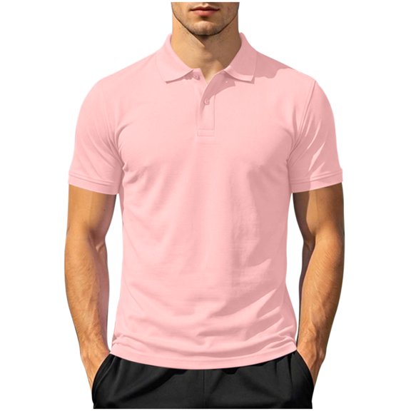 Luvrsol Mens T Shirt Solid Basic Turndown Collar Short Sleeve Regular Fit Plain Cotton Daily Tops S-3XL