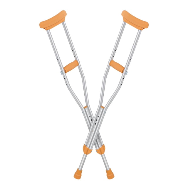 Muletas axilares Monicare para jóvenes de 1,48 m a 1,57 m. Muletas ergonómicas, ligeras, ajustables, de aluminio, con almohadillas y empuñaduras para las axilas (1 par, tamaño pequeño).