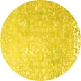 thumbnail image 1 of Ahgly Company Machine Washable Indoor Round Oriental Yellow Traditional Area Rugs, 4' Round, 1 of 4