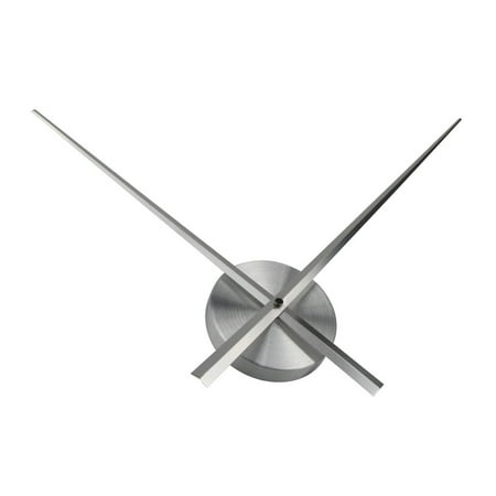 Metal Wall Clock without Numbers 3D Silver Large Quartz Clocks for Living Room Bedrooms Kitchen Lounge