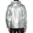 thumbnail image 3 of Lars Amadeus Metallic Windbreaker for Men's Drawstring Hooded Zipper Party Club Jacket, 3 of 5