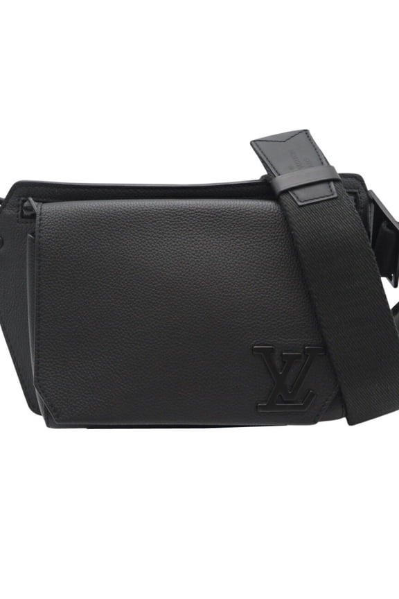 Pre-Owned LOUIS VUITTON LV Aerogramme Take-Off Sling M57081 Waist Bag in Black Taurillon...