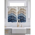 thumbnail image 2 of Kitchen Curtains 54 Inches length, Blue Beige Window Treatment Curtain Drapes, Coastal Wave Modern Abstract Art Decorative Window Curtains for Bedroom Cafe, 52"x54", 2 Panels, 2 of 7