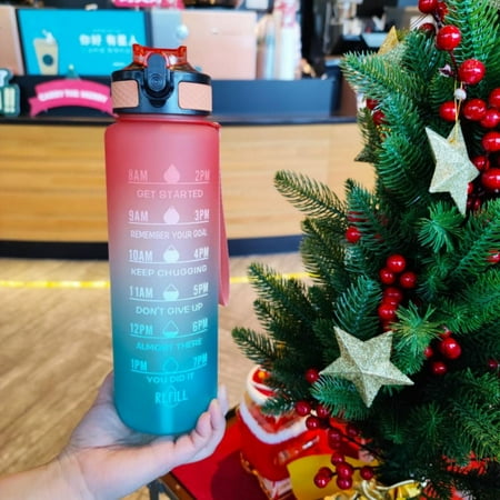 

32oz Motivational Water Bottle with Time Marker & Fruit Strainer Leak-proof BPA Free Non-Toxic 1l Bottle with Carrying Strap Perfect for Fitness Gym and Outdoor Sports
