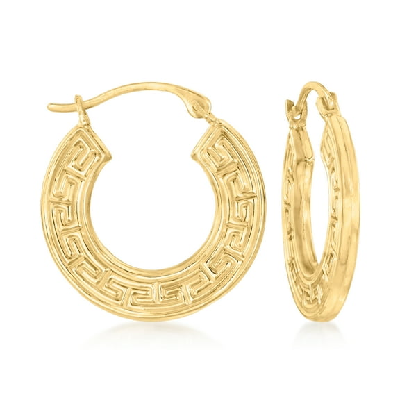 Ross-Simons 10kt Yellow Gold Greek Key Hoop Earrings, Women's, Adult