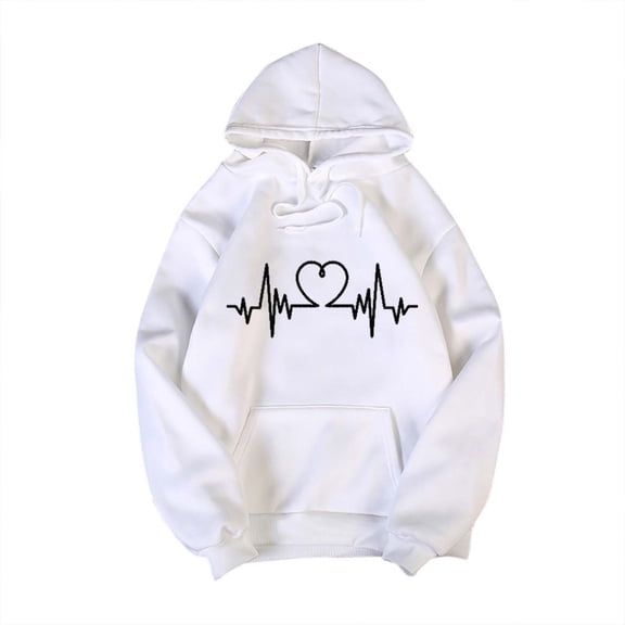 Odeerbi Sweatshirt For Women Fashion Hoodies Sweatshirts Casual Long Sleeve Print Pocket Tops Blouse Gray