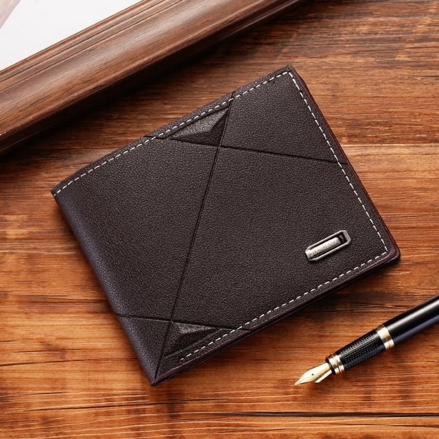 Cartera para hombre Cartera corta para hombre con múltiples tarjetas Cartera informal elegante Cartera suave con tres pliegues cruzados para jóvenes