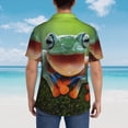 thumbnail image 4 of Balery Tree Frog Camisas hawaianas de manga corta para hombre, camisas playeras de corte holgado, camisas de vacaciones con botones,Large, 4 of 7
