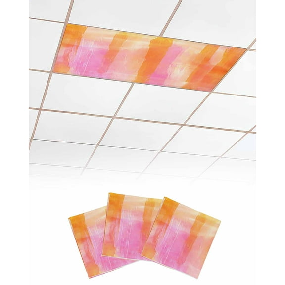 Fluorescent Light Covers for Ceiling Lights 4x2 feet, 3 Pack Magnetic Light Filters for Classroom, Fluorescent Light Shade Panel for Office School Drop Home